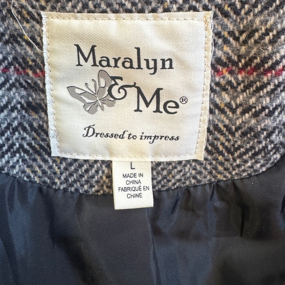 Maralyn & Me Plaid Single Breasted Reefer PEACOAT Juniors L - Picture 3 of 4